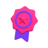 Unique Red certificate badge 3D rendering icon illustration simple.Realistic illustration. png