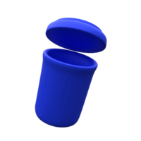 Unique Open trash  blue floating 3D rendering icon illustration simple.Realistic illustration. png