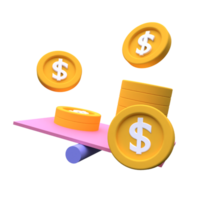 unik minimal mynt stackar dollar 3d tolkning ikon illustration enkel.realistisk illustration. png