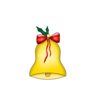 Yellow Christmas Bell with Red Bow png