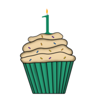 1st Birthday Green Cupcake png
