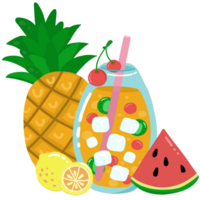 ice summer drink and fruit set png