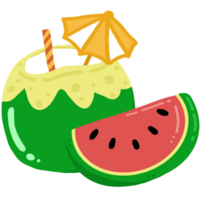 coconut juice and water melon png