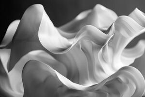 AI generated This is a close-up photo of a glossy object with flowing, organic shapes and smooth, fluid-like curves reminiscent of petals or liquid forms. abstract background fluid and flower forms