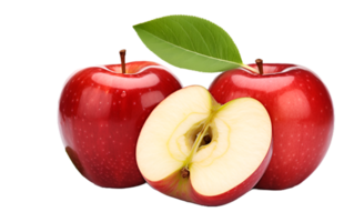 AI generated Apple and half of apple , apple slice isolated transparent background png