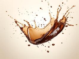 AI generated close up of a chocolate splash on white background with clipping path photo