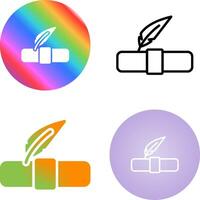 Quill pen with scroll Vector Icon