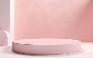 AI generated Abstract minimal scene with geometric forms. Pink podium for your design. 3d render photo