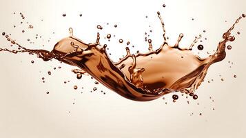 AI generated close up of a chocolate splash on white background with clipping path photo