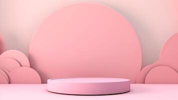 AI generated Abstract minimal scene with geometrical forms. Pink background. 3d render photo