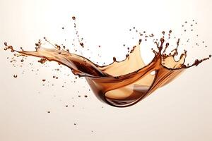 AI generated splash of chocolate on a white background. 3d rendering, 3d illustration. photo