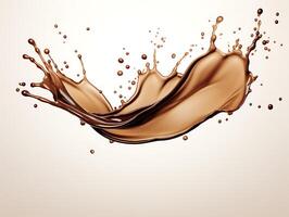 AI generated chocolate splash isolated on white background. 3d rendering, 3d illustration. photo