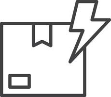 Delivery box vector icon with lightning bolt, fast shipping, drop shipping, power, line art flat icon