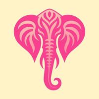 Illustration vector graphic of aesthetically patterned pink elephant head with color background. Perfect for company or gaming logo.