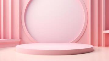 AI generated Abstract minimal scene with geometrical forms. Pink background. 3d render photo