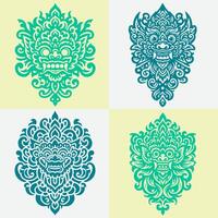 Illustration vector art of Barong Bali Illustration Pattern. Perfect for tattoo design.