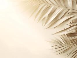 AI generated Tropical palm leaf on white wall background. 3d render photo