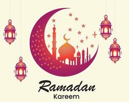 Ramadan Kareem Greeting Card Vector, Islamic festival Celebration Greeting card vector