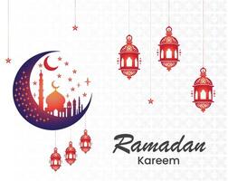 Ramadan Kareem Greeting Card Vector, Islamic festival Celebration Greeting card vector