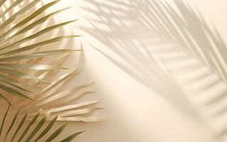 AI generated Tropical palm leaf on white wall background. 3d render photo