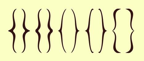 Bracket parenthesis vector. Linear shape icon for text. Typographic symbols of mathematics. Yellow background. vector