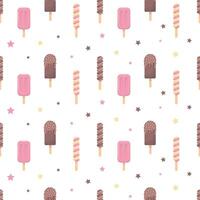 Seamless pattern with ice cream on a white background. Vector illustration
