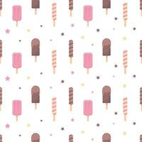 Seamless pattern with ice cream on a white background. Vector illustration