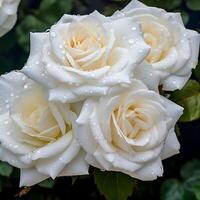 AI generated Beautiful white roses in the garden. Soft focus with shallow depth of field. photo