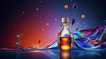 AI generated Cosmetic bottle with dropper on water background. 3d illustration photo