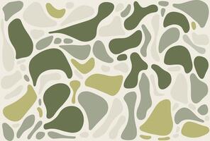 Gray and White Print That Has Four Leaves, in the Style of Organic Biomorphic Forms, Organic Flowing Forms, Light Green and Beige, Fluid Figures, Playful Shapes vector