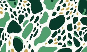 Seamless Pattern of Green and White Abstract Shapes, Resembling Spots or Leopard Print, With a Light White Background. The Design Incorporates Emerald Greens and Whites vector