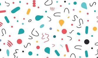 Simple Colorful Line Pattern, Simple Lines, Dots and Question Marks on a White Background, Simple Shapes in a Cute Style in the Style of Flat Design With Colorful Elements vector