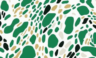 Seamless Pattern of Green and White Abstract Shapes, Resembling Spots or Leopard Print, With a Light White Background. The Design Incorporates Emerald Greens and Whites vector