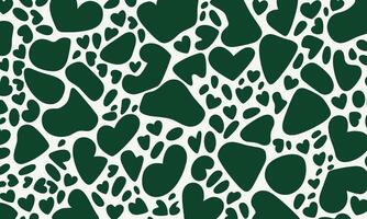 Simple Pattern of Organic Shapes in Dark Green on a White Background, Vector Graphics. In the Style of Midcentury Modern Graphic Design, Matisse Cutouts, and Botanical Prints