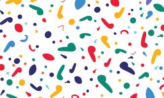 Seamless Pattern, White Background, Colorful Sprinkles and Question Marks, 1980s Style, Simple Design vector