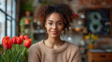 ai generado floreciente feminidad, un celebracion de mujer foto