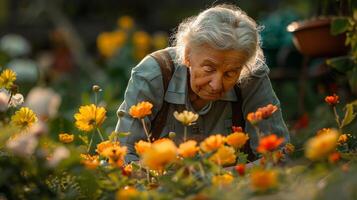 AI generated Grandma's garden, spring flowers. photo