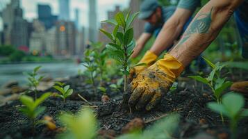 AI generated Green Growth. Urban Reforestation photo