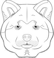 Akita Inu dog easy coloring cartoon vector illustration. Isolated on white background