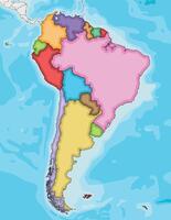 Blank Political South America Map vector illustration with different colors for each country. Editable and clearly labeled layers.