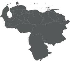 Vector blank map of Venezuela with states, capital district, federal dependencies and administrative divisions. Editable and clearly labeled layers.