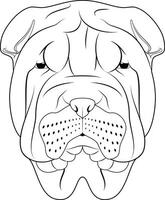 Shar pei perro fácil colorante dibujos animados vector ilustración. aislado en blanco antecedentes