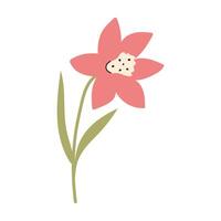 Simple Abstract hand drawn Flower. Spring or summer Doodle Botanical Nature element. vector