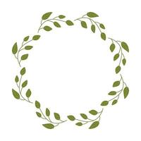 verde guirnalda de laurel me gusta hojas dibujado por mano con vacío sitio para texto. frondoso primavera marco para Felicidades citas con Copiar espacio. minimalista vector ilustración.