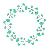 Hand drawn floral frame with blue flowers and empty place for text. Spring minimalist Wreath with copy space. Flat summer decoration elements for invitation cards posters. vector