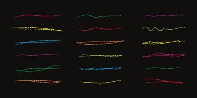mano dibujado rápido cruzado y ondulado multicolor subraya garabatear línea lápiz recopilación. vector ilustración de Escribiendo golpes aislado en blanco antecedentes para cuaderno y notas