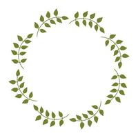 Leafy Spring Frame for congratulations quotes with copy space. Green Wreath of laurel like Leaves drawn by hand with empty place for text. Minimalist vector illustration