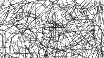 Abstract hand drawn Scribble doodle chaos pattern texture isolated on white background. Black and white illustration vector