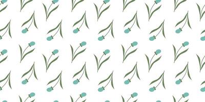 Flower seamless Pattern on white background. Spring floral repeating design for print. Flat summer vector texture. Botanical minimalistic ornament. Nature background for textile and wrapping
