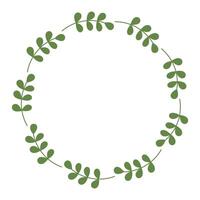 frondoso primavera marco para Felicidades citas con Copiar espacio. verde guirnalda de laurel me gusta hojas dibujado por mano con vacío sitio para texto. minimalista vector ilustración